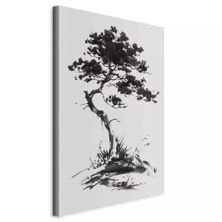 Japanese Pine - Oriental Motif Painted With Black Ink