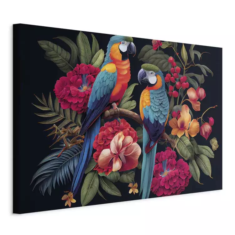 Exotic Birds - Parrots Among Colorful Vegetation in the Jungle