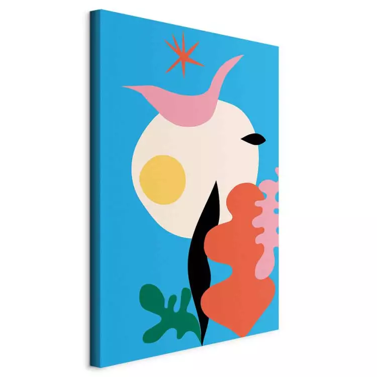 Abstraction - Organic Shapes in Pure Colors on a Blue Background