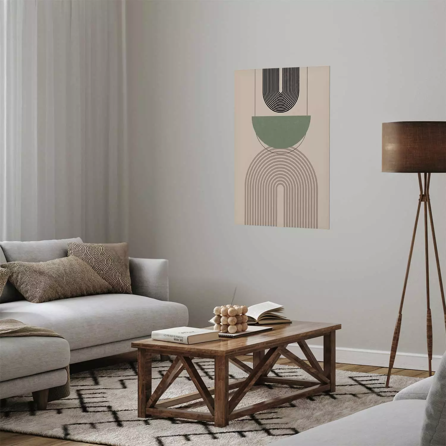 Wall Poster Abstraction - Geometric Forms - Black, Brown and Green