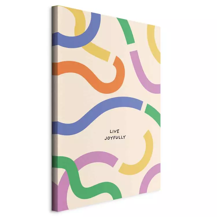 Colorful Abstract Shapes - Pastel Waves on a Beige Background