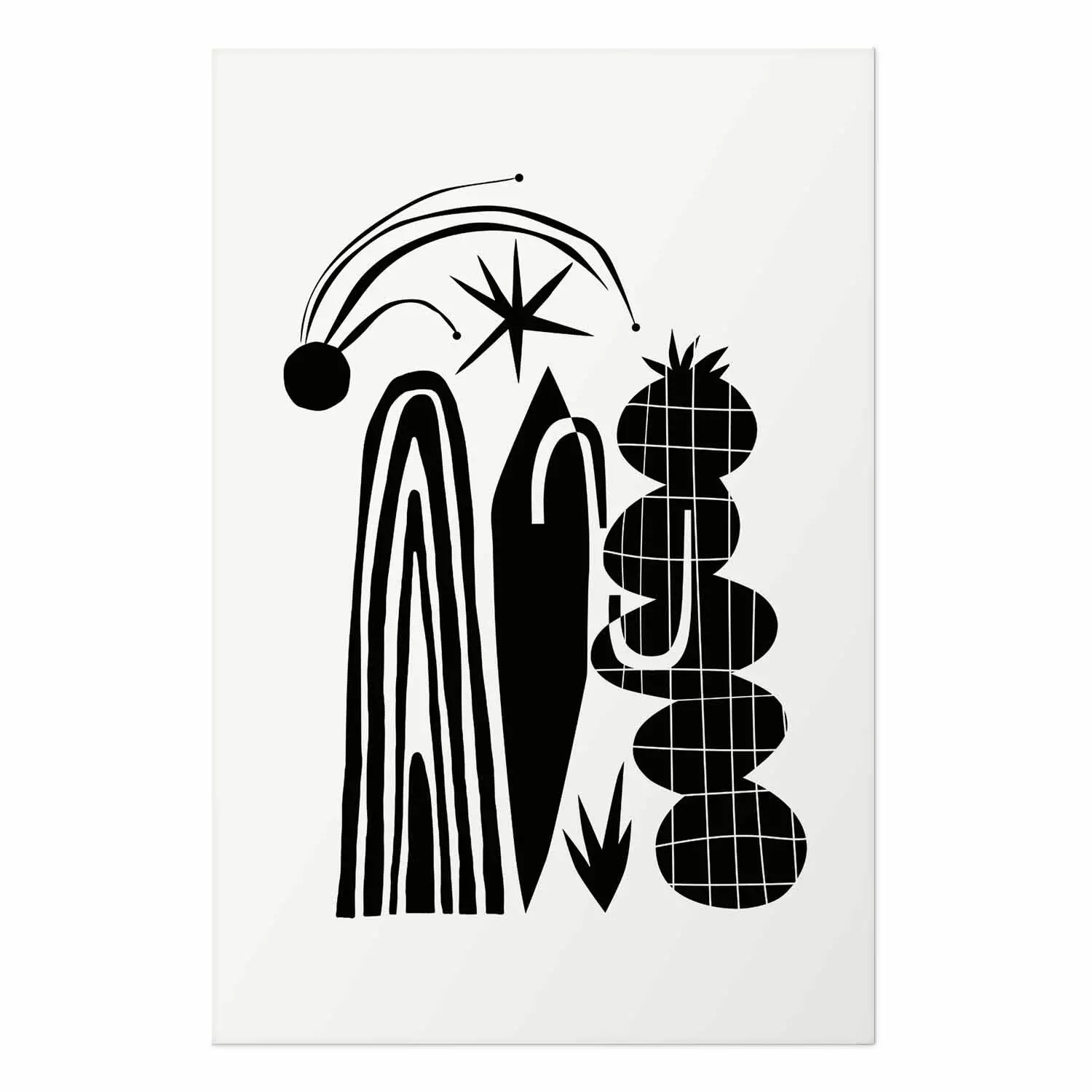Wall Poster Monochrome Composition - Black and White Arches and Plant Forms