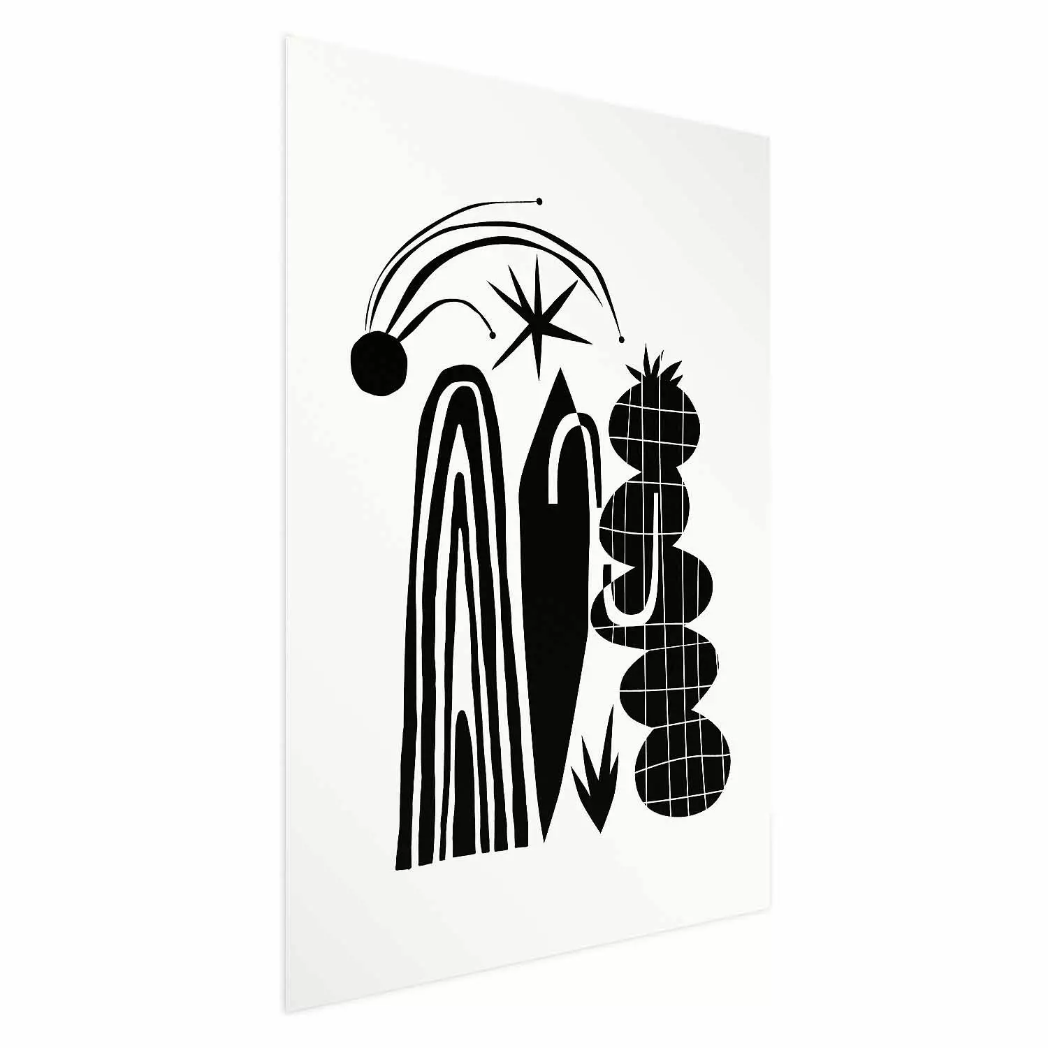 Wall Poster Monochrome Composition - Black and White Arches and Plant Forms