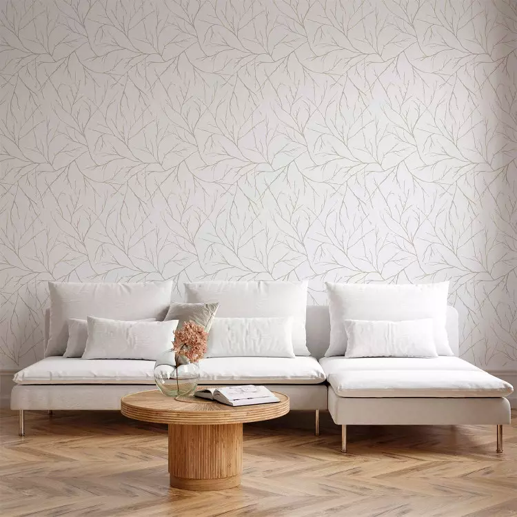 Minimalism - Light, Beige Twigs Intertwined With Each Other on a White Background