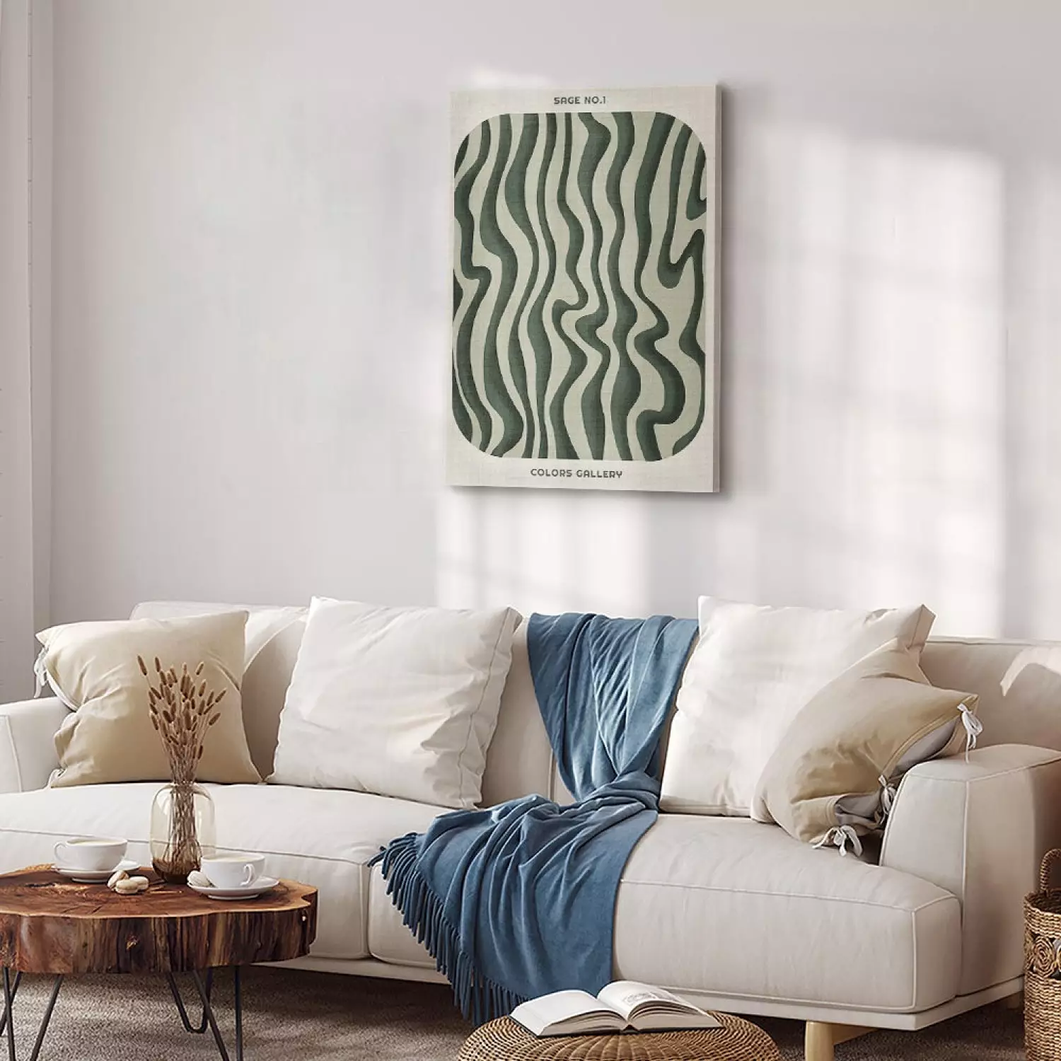 Canvas Green Stripes - Wavy Irregular Shapes With a Signature
