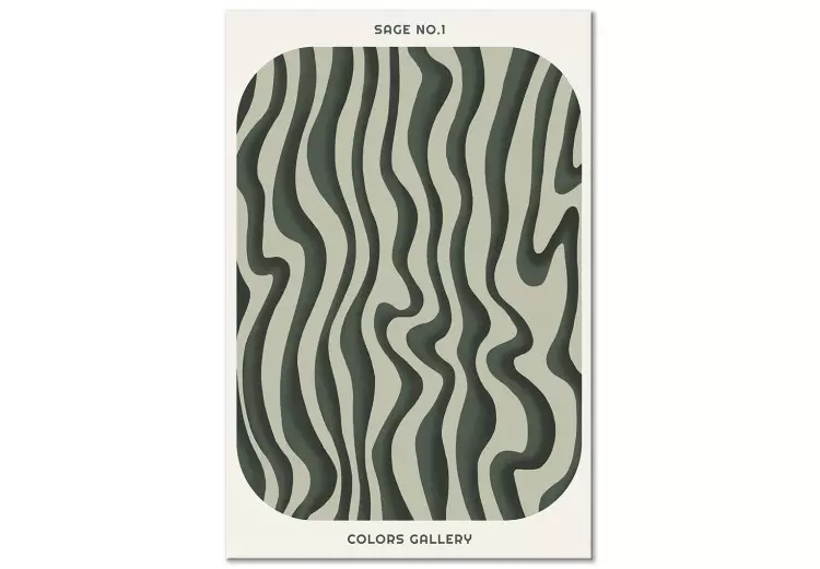 Canvas Green Stripes - Wavy Irregular Shapes With a Signature