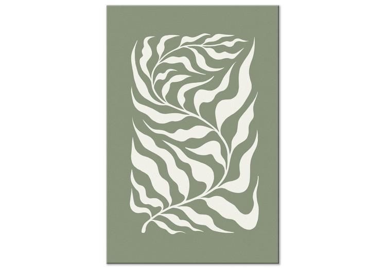 Canvas Botanical Pattern - Plant on a Sage Base Inspired by Matisse