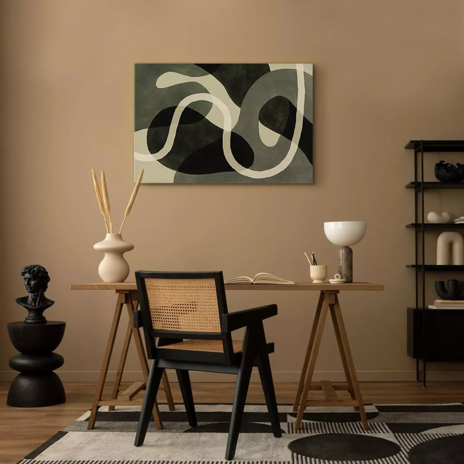Canvas Print Geometric Forms - Abstract Spots in Shades of Sage Green