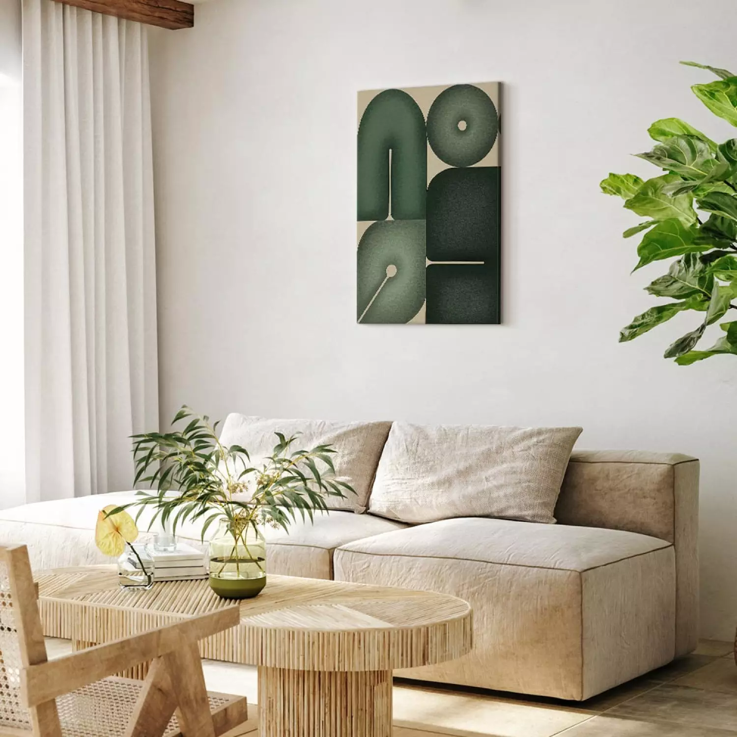 Canvas Print Sage Shapes - Geometric Forms in Shades of Green