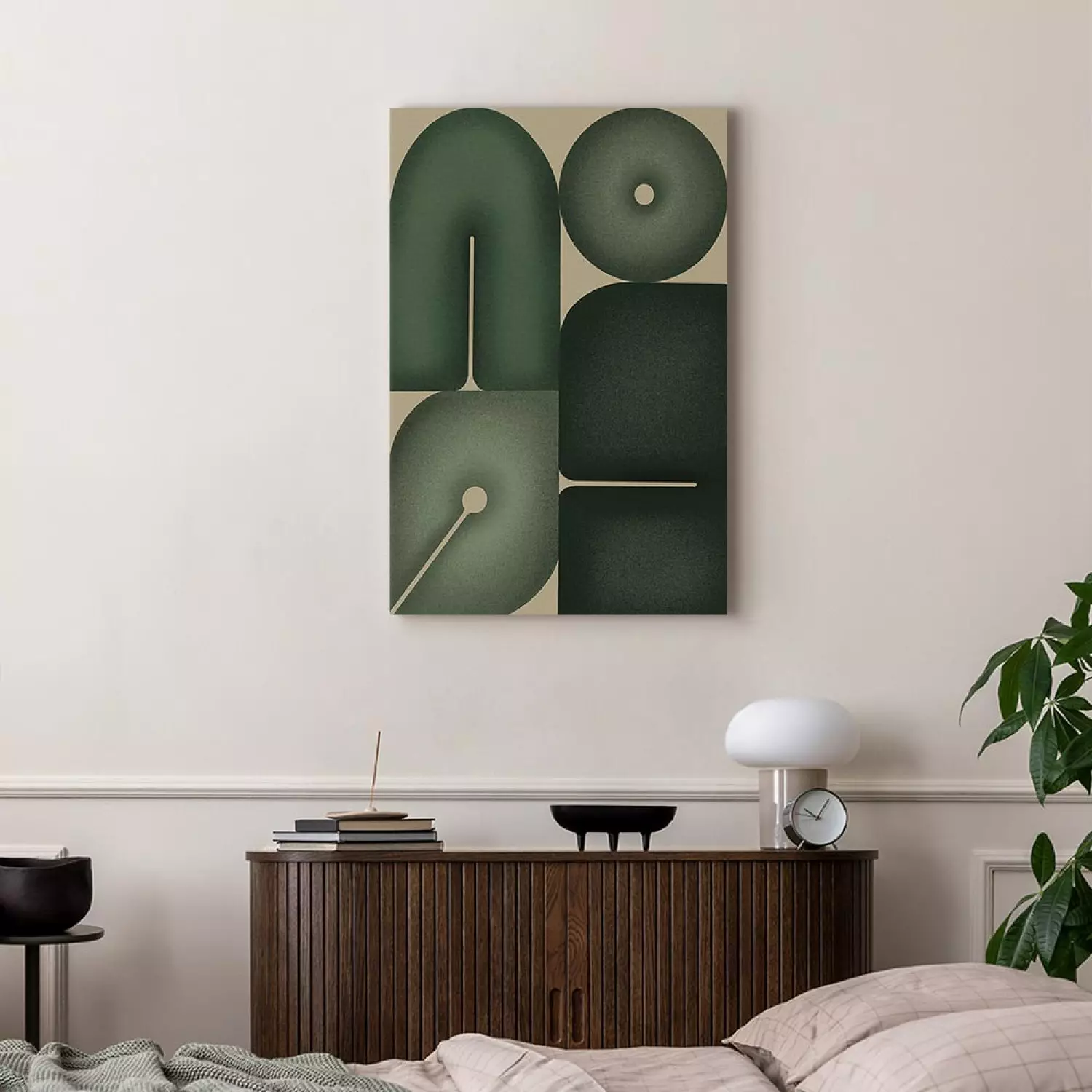 Canvas Print Sage Shapes - Geometric Forms in Shades of Green