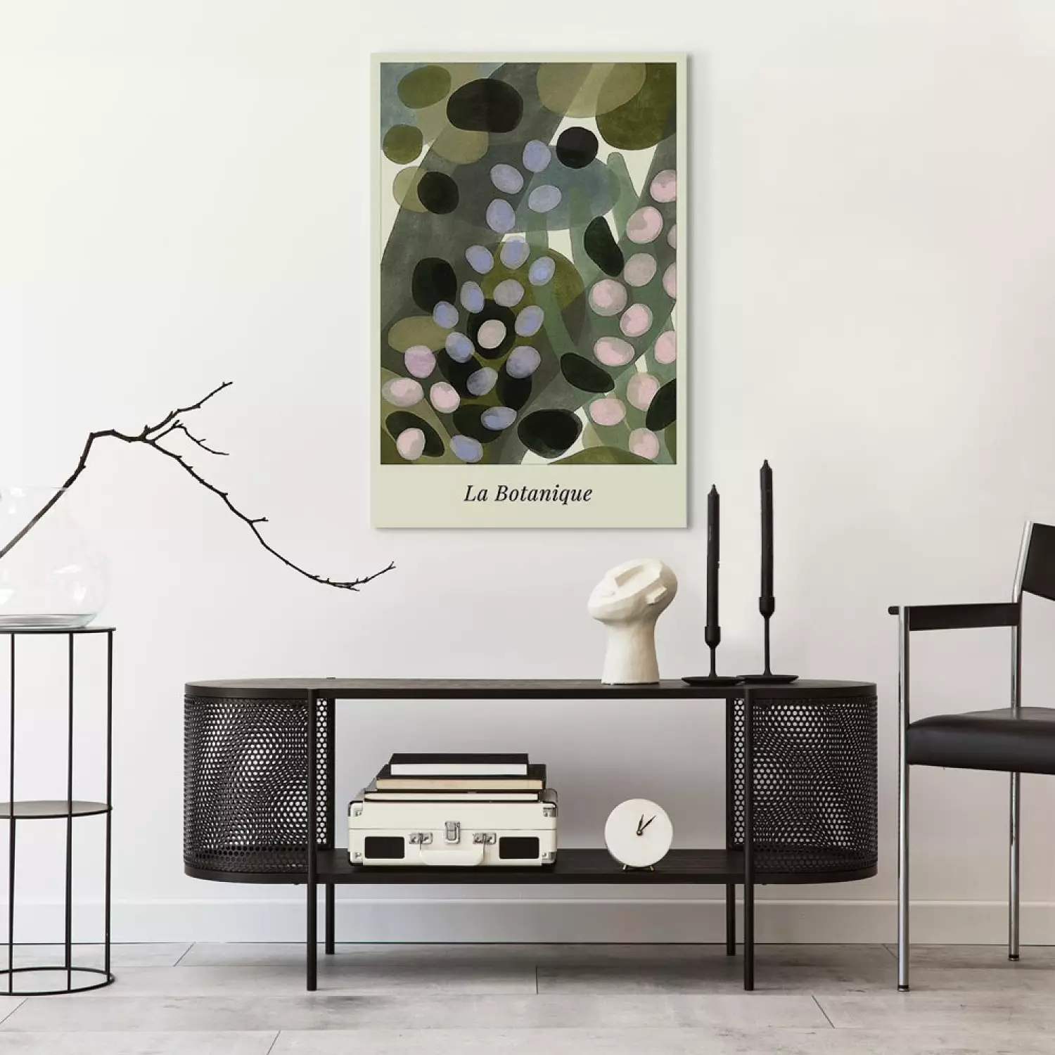 Canvas Abstract Meadow - Stains Painted With Watercolor in Shades of Green