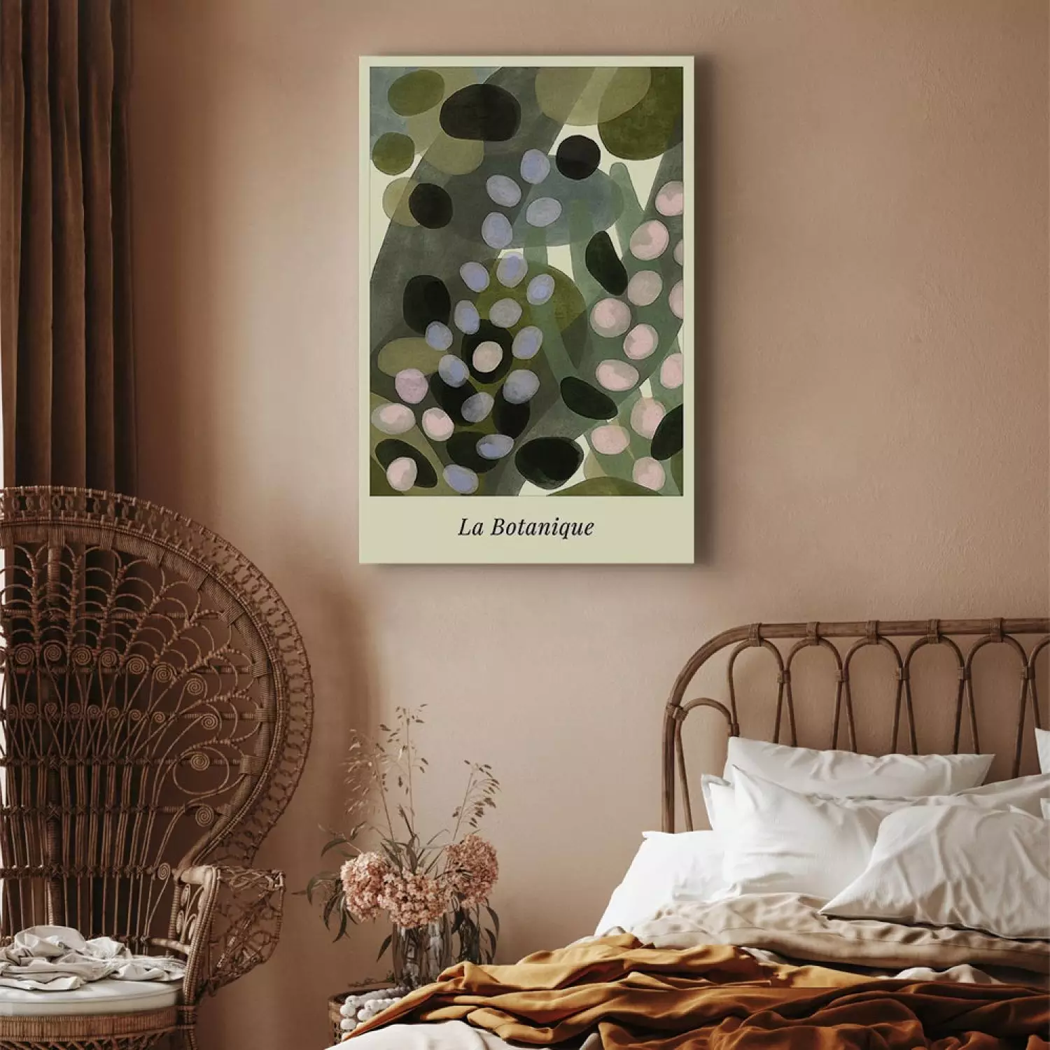 Canvas Abstract Meadow - Stains Painted With Watercolor in Shades of Green