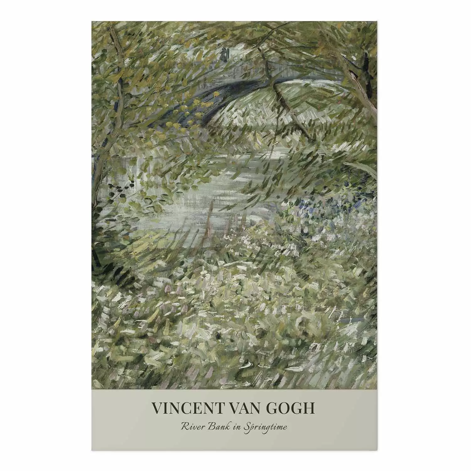 Poster Van Gogh Reproduction - The Riverside in Spring in Shades of Green