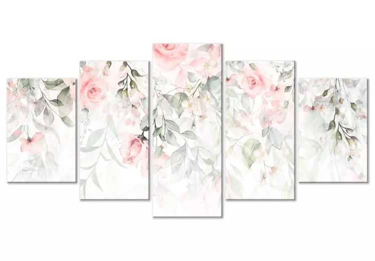 Canvas Waterfall of Roses (5 Parts) Wide - First Variant