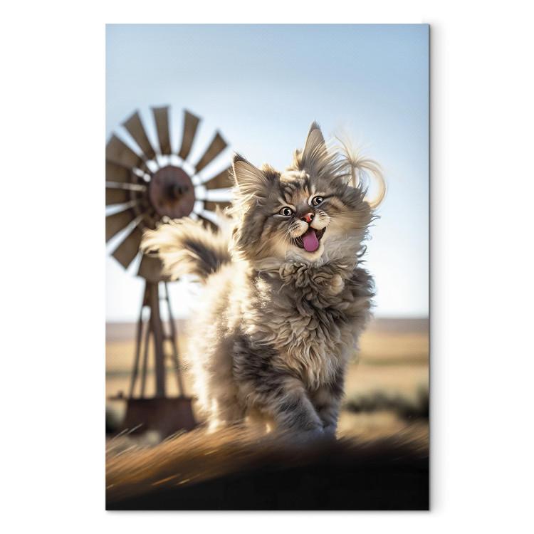 Canvas AI Maine Coon Cat - Smiling Fluffy Animal in Don Quixote Style - Vertical