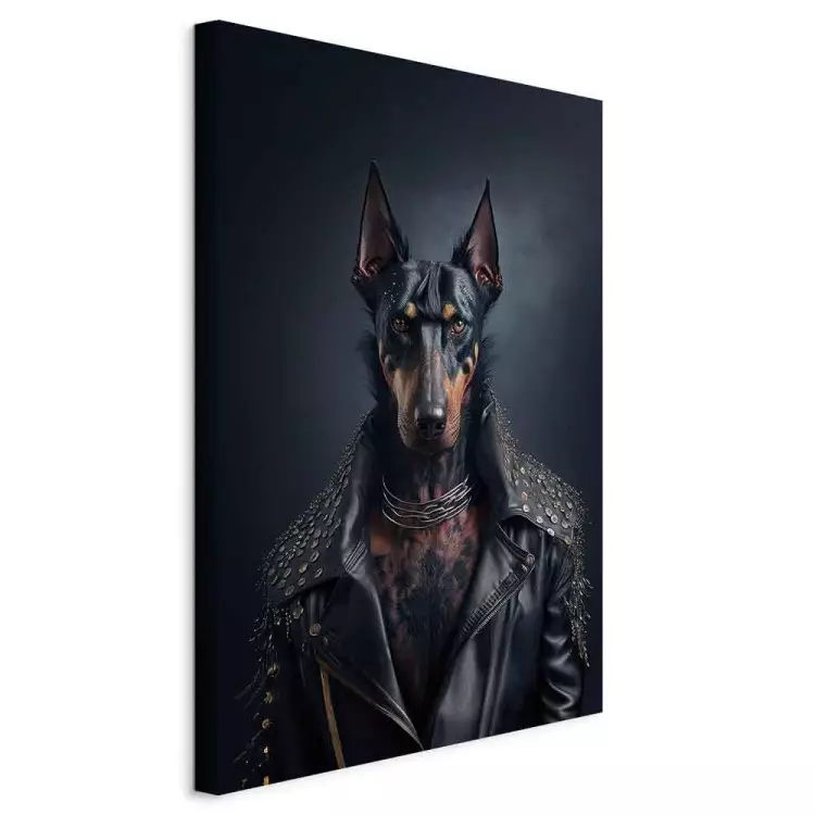 AI Doberman Dog - Rock Style Animal Fantasy Portrait - Vertical