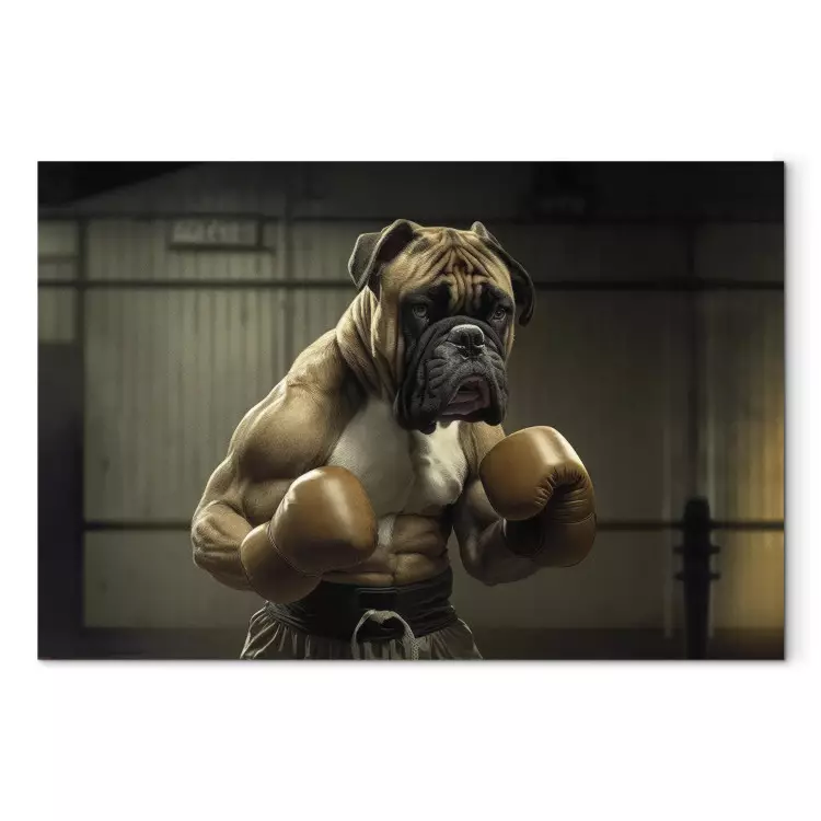 Canvas AI Boxer Dog - Fantasy Portrait of a Strong Animal in the Ring - Horizontal