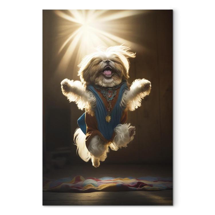 Canvas AI Shih Tzu Dog - Jumping Animal Against the Rays of the Sun - Vertical