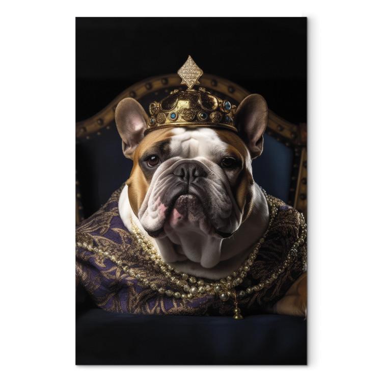Canvas AI Dog English Bulldog - Animal Fantasy Portrait Wearing a Crown - Vertical