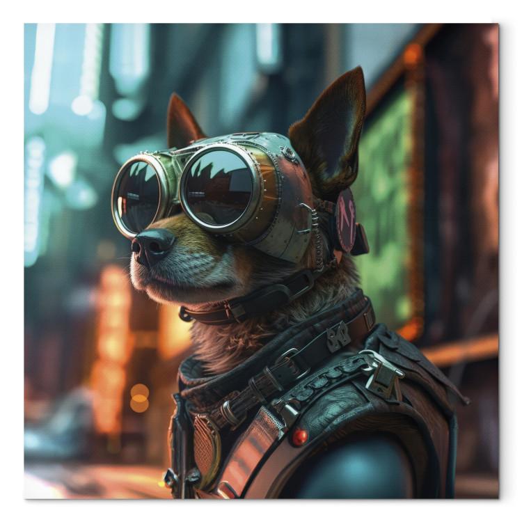 Canvas AI Dog Chihuahua - Cyberpunk Style Animal Fantasy Portrait - Square