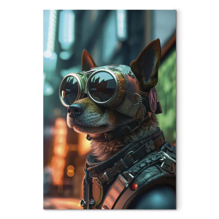 Canvas AI Dog Chihuahua - Cyberpunk Style Animal Fantasy Portrait - Vertical
