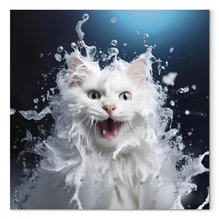 Canvas AI Norwegian Forest Cat - Wet Animal Fantasy Portrait - Square