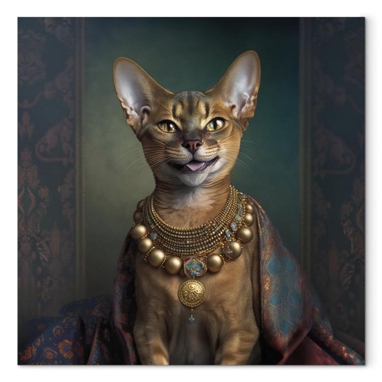 Canvas AI Abyssinian Cat - Animal Fantasy Portrait With Golden Necklace - Square