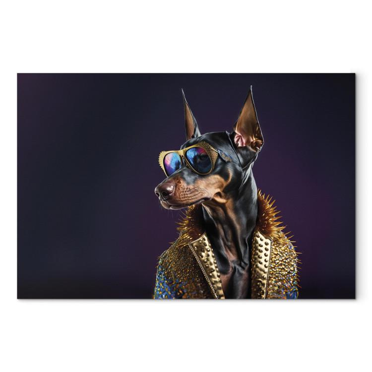 Canvas AI Doberman Dog - Animal Fantasy Portrait With Stylish Glasses - Horizontal