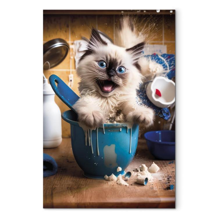 Canvas AI Ragdoll Cat - Fluffy Animal While Playing in the Kitchen - Vertical