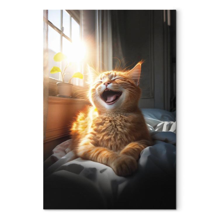 Canvas AI Maine Coon Cat - Ginger Happy Animal in the Sunshine - Vertical
