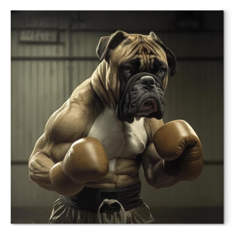 Canvas AI Boxer Dog - Fantasy Portrait of a Strong Animal in the Ring - Square
