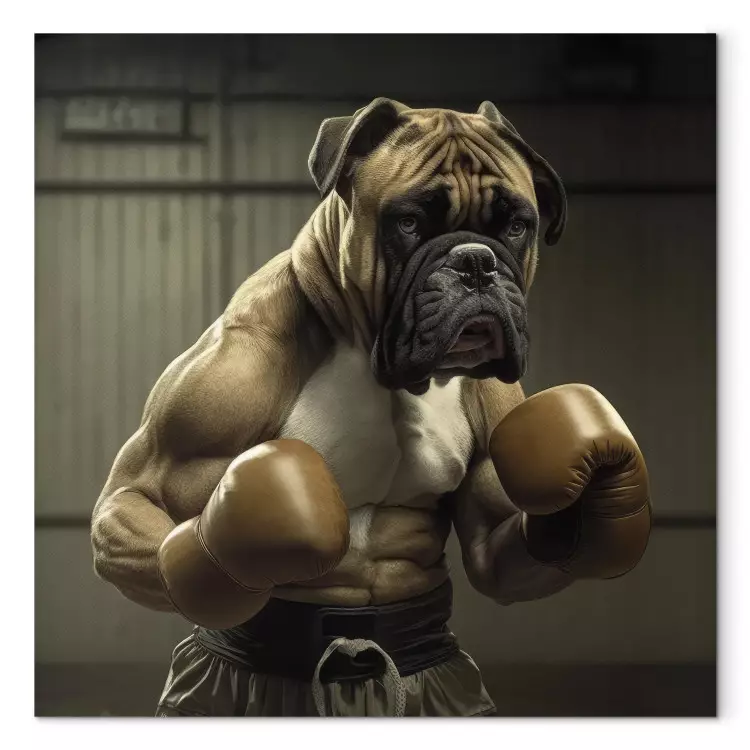 Canvas AI Boxer Dog - Fantasy Portrait of a Strong Animal in the Ring - Square