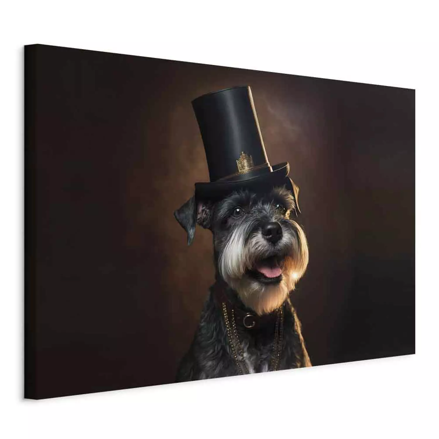 AI Dog Miniature Schnauzer Portrait of a Cheerful Animal in a Top Hat Horizontal