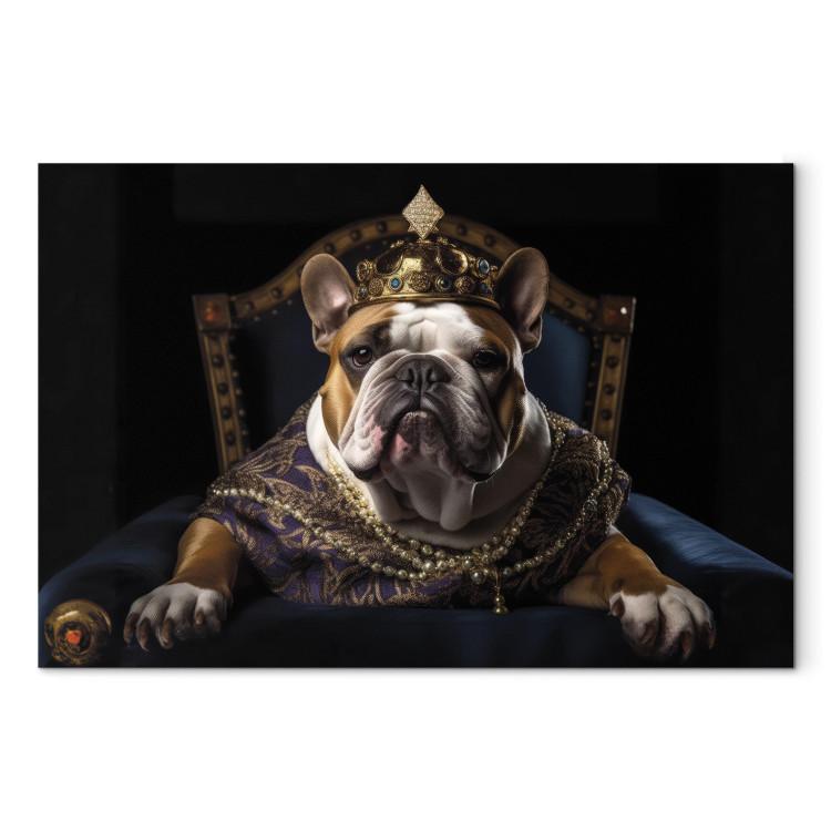 Canvas AI Dog English Bulldog - Animal Fantasy Portrait Wearing a Crown - Horizontal