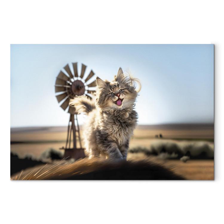 Canvas AI Maine Coon Cat - Smiling Fluffy Animal in Don Quixote Style - Horizontal