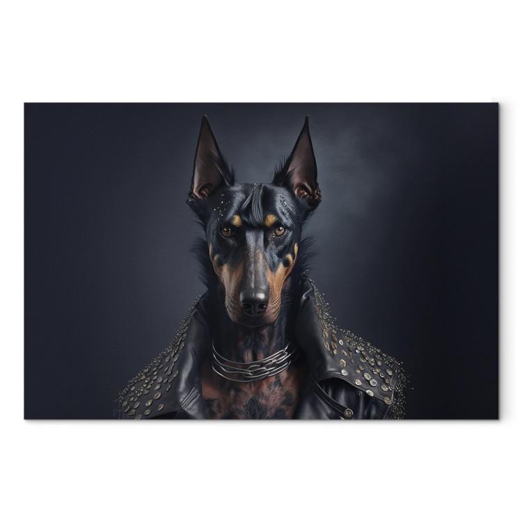 Canvas AI Doberman Dog - Rock Style Animal Fantasy Portrait - Horizontal