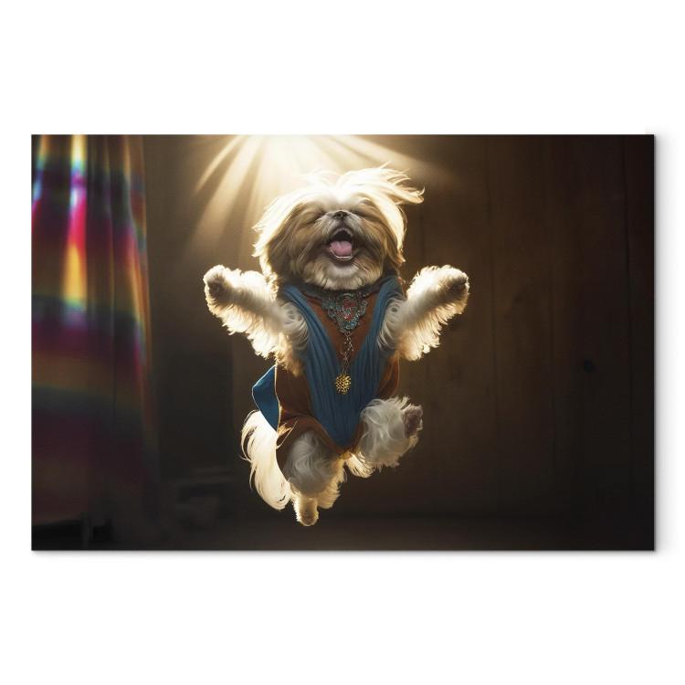 Canvas AI Shih Tzu Dog - Jumping Animal Against the Rays of the Sun - Horizontal