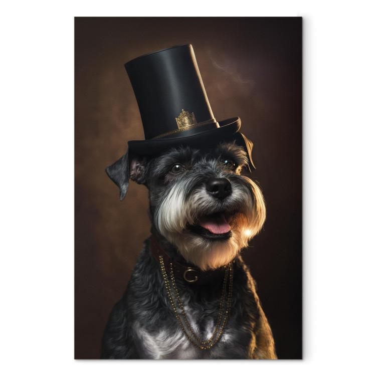 Canvas AI Dog Miniature Schnauzer - Portrait of a Cheerful Animal in a Top Hat - Vertical