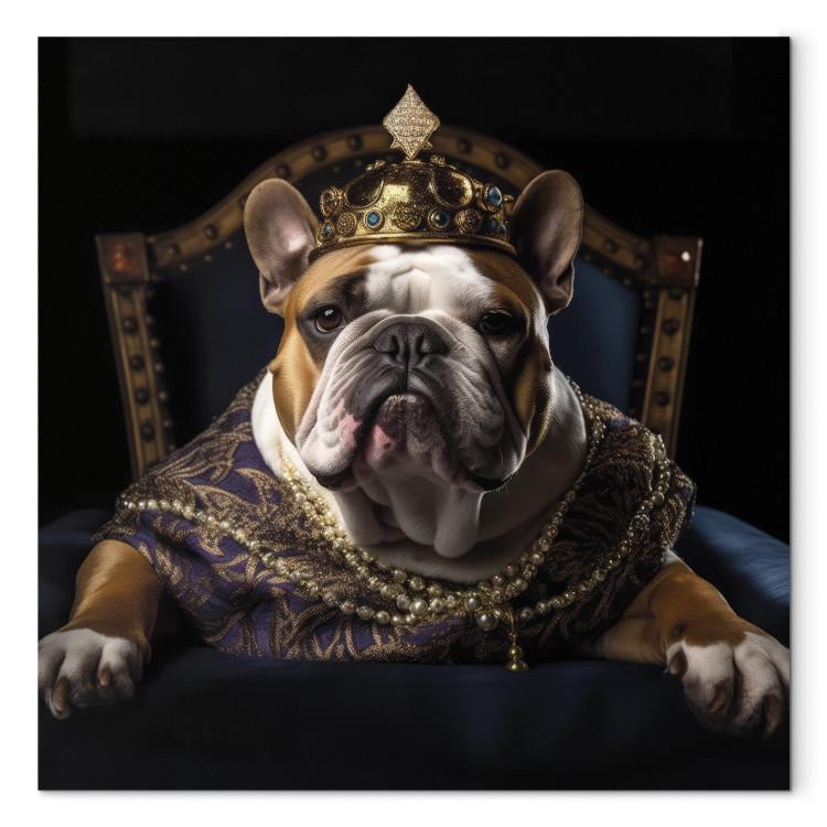 Canvas AI Dog English Bulldog - Animal Fantasy Portrait Wearing a Crown - Square