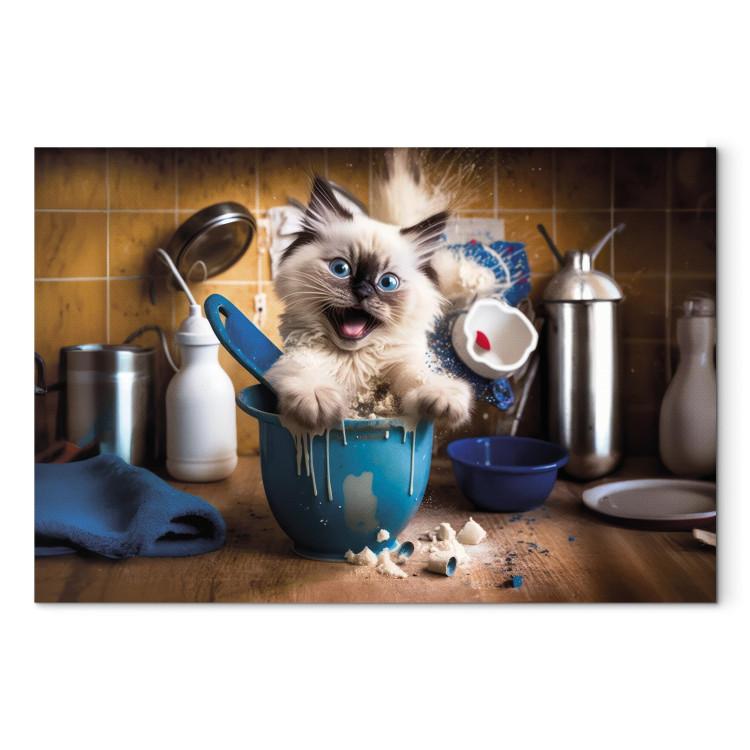 Canvas AI Ragdoll Cat - Fluffy Animal While Playing in the Kitchen - Horizontal
