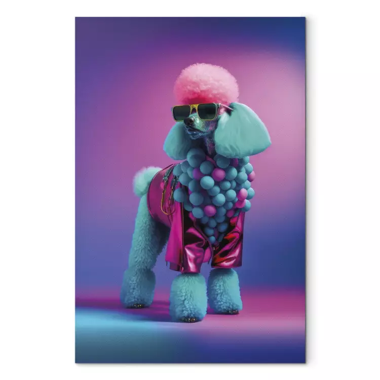Canvas AI Dog Poodle - Fluffy Animal in a Fashionable Colorful Outfit - Vertical