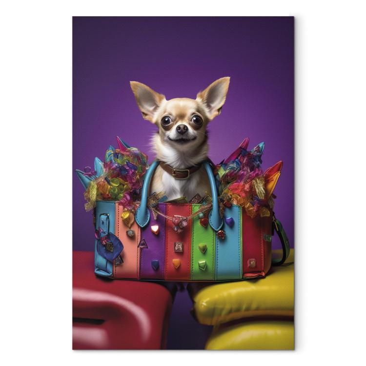 Canvas AI Chihuahua Dog - Tiny Animal in a Colorful Bag - Vertical