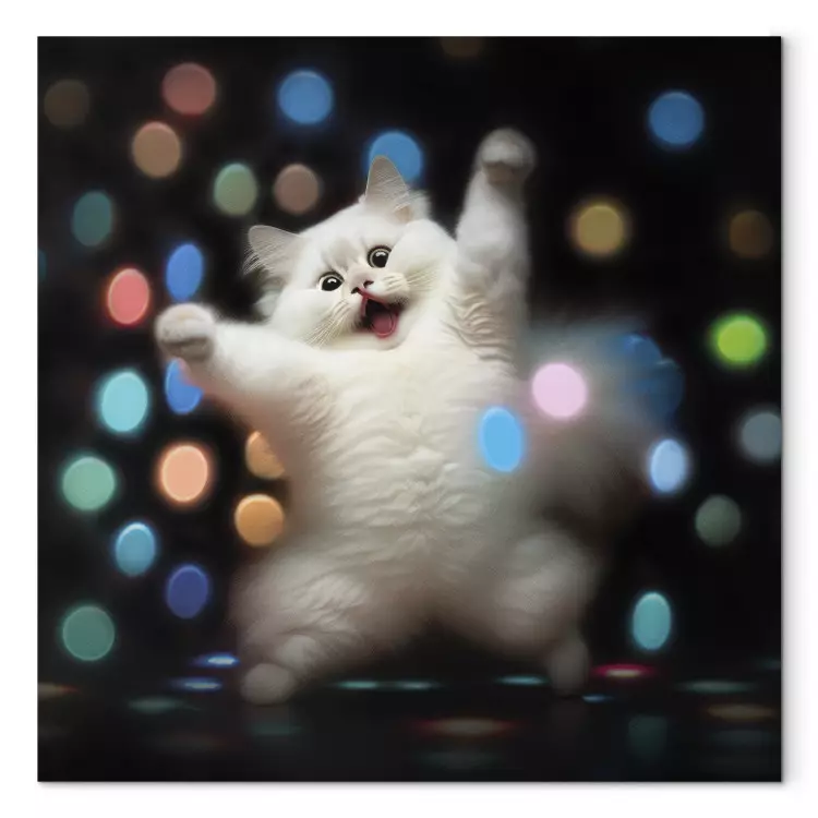 Canvas AI Persian Cat - Dancing Animal in Disco Dots - Square