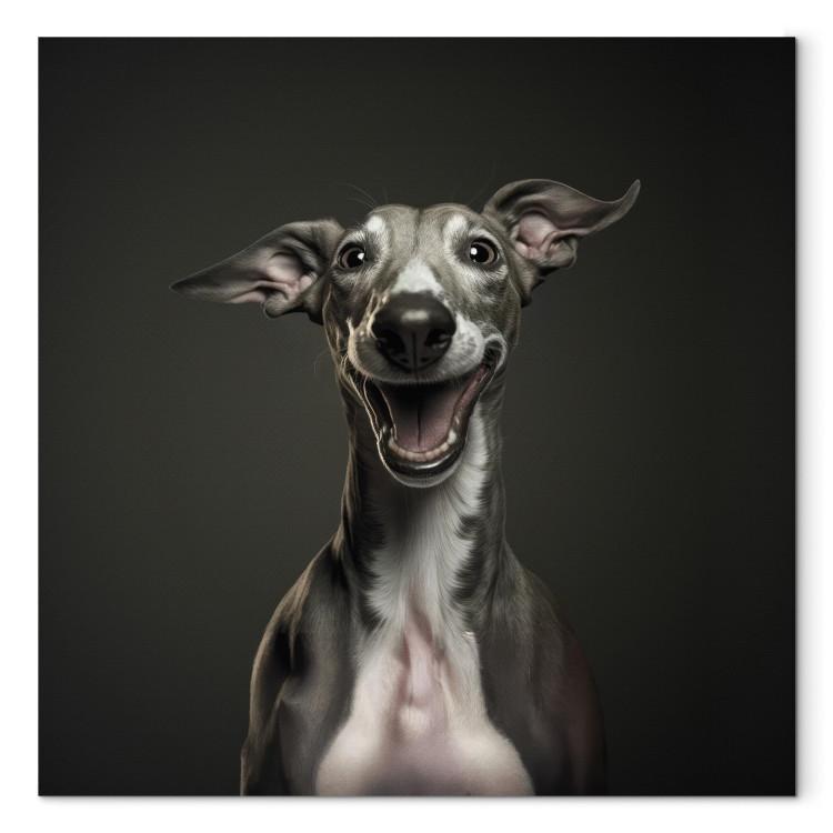 Canvas AI Greyhound Dog - Portrait of a Wide Smiling Animal - Square