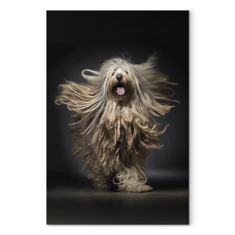 Canvas AI Bergamasco Dog - Happily Running Shaggy Animal - Vertical