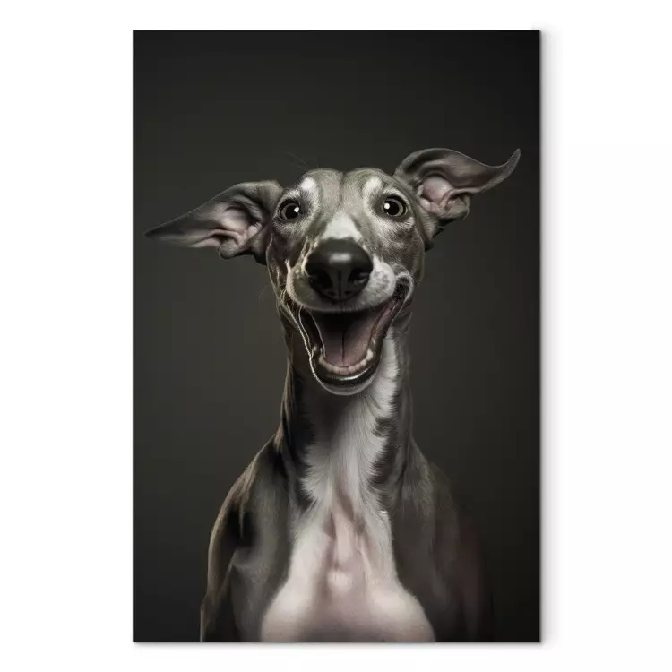 Canvas AI Greyhound Dog - Portrait of a Wide Smiling Animal - Vertical
