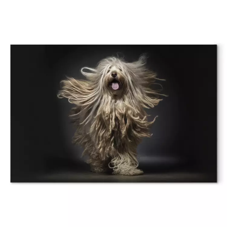 Canvas AI Bergamasco Dog - Happily Running Shaggy Animal - Horizontal