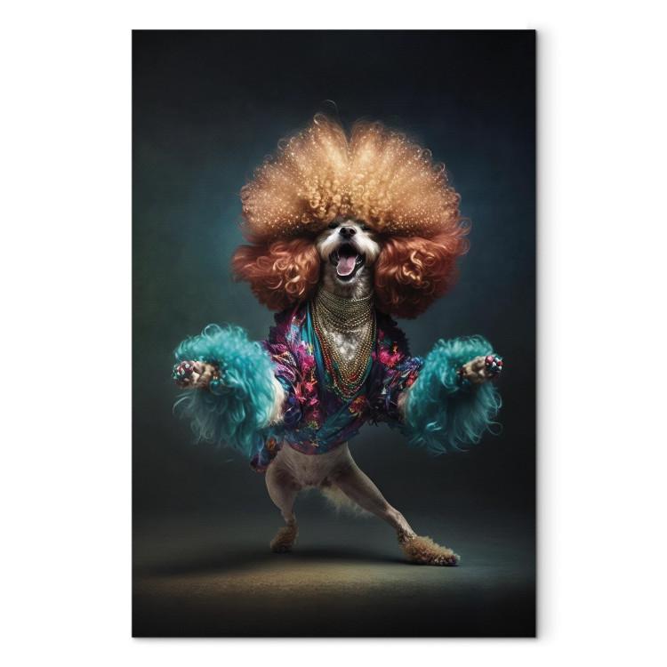 Canvas AI Dog Doodle - Disco Dancing Animal With Afro - Vertical