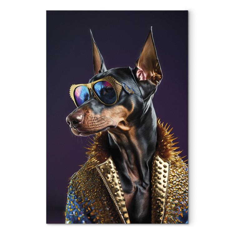 Canvas AI Doberman Dog - Animal Fantasy Portrait With Stylish Glasses - Vertical