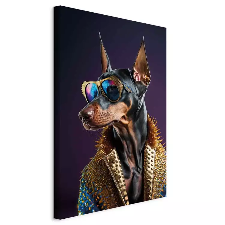 AI Doberman Dog - Animal Fantasy Portrait With Stylish Glasses - Vertical